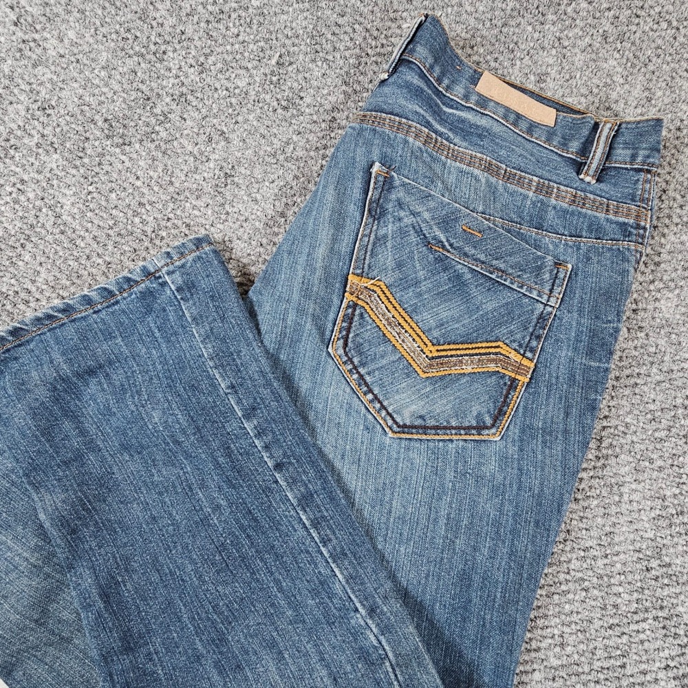 Y2K Vintage FUSAI‎ Jeans Men's 36x30 Blue Wash Bootcut Distressed Denim Pants